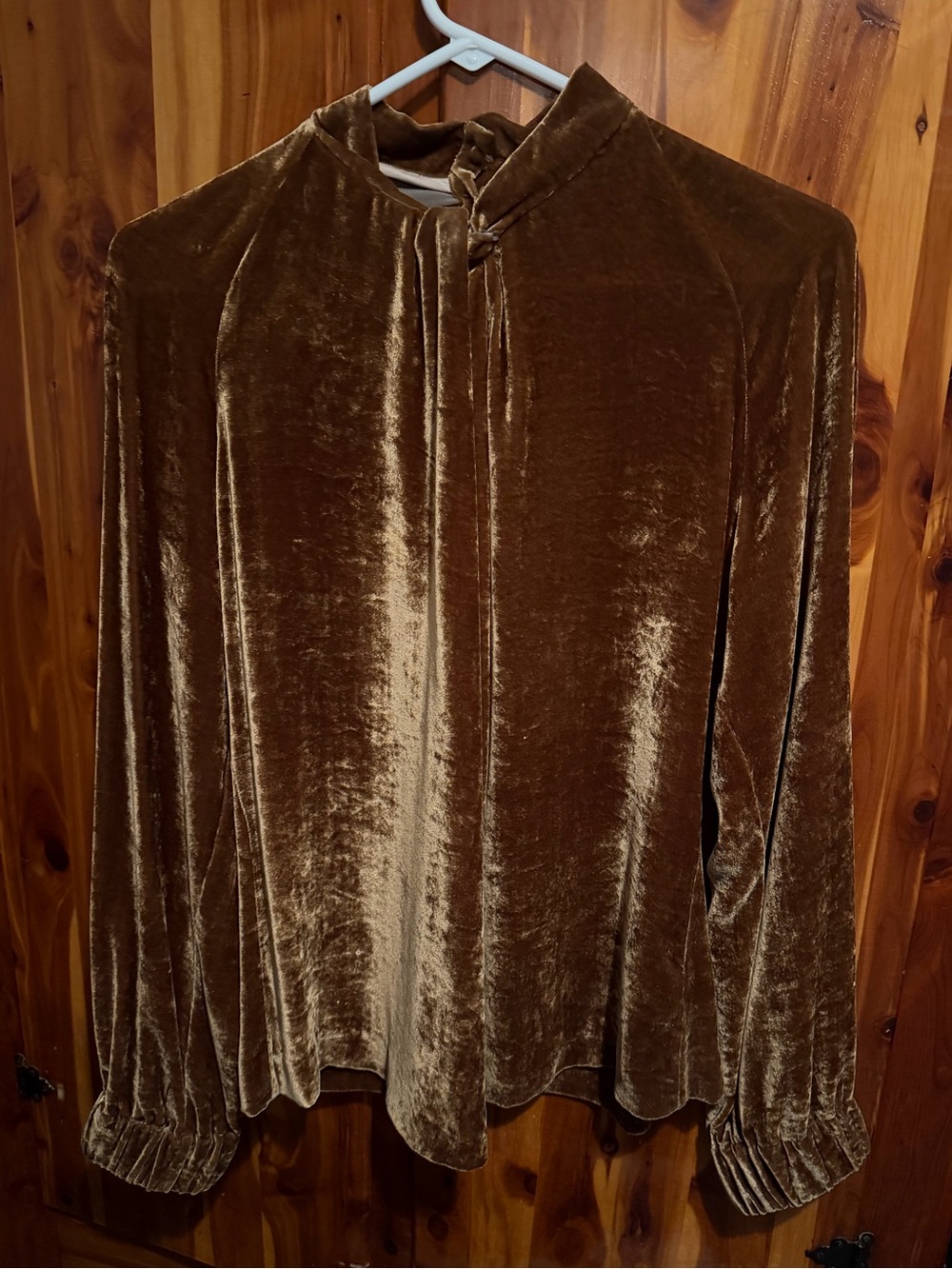Golden Velvet Blouse Twist Neck size Medium